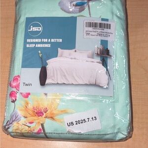 JSD Floral Twin Bedding Set - Mint Green